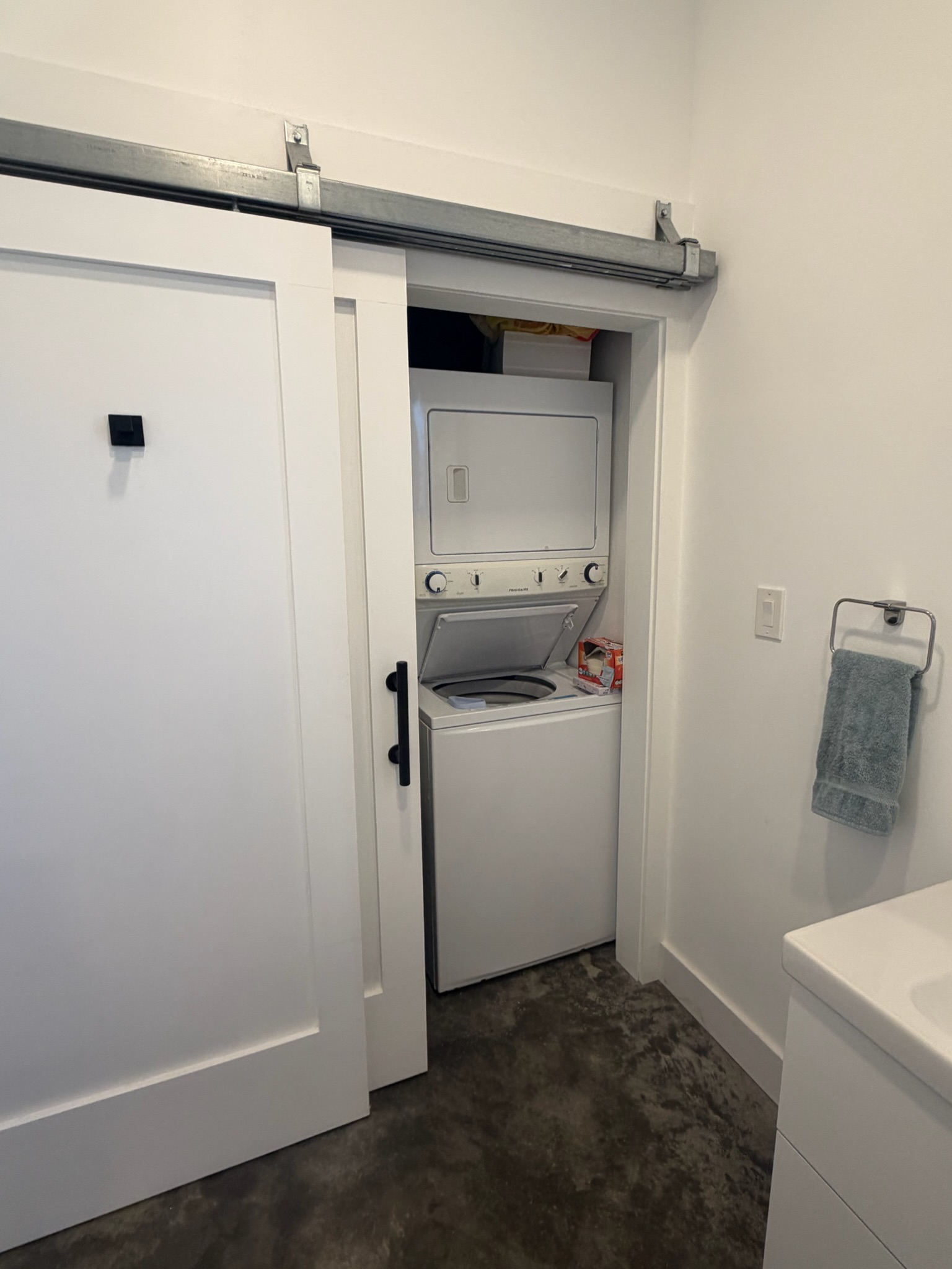 Barn door and laundry