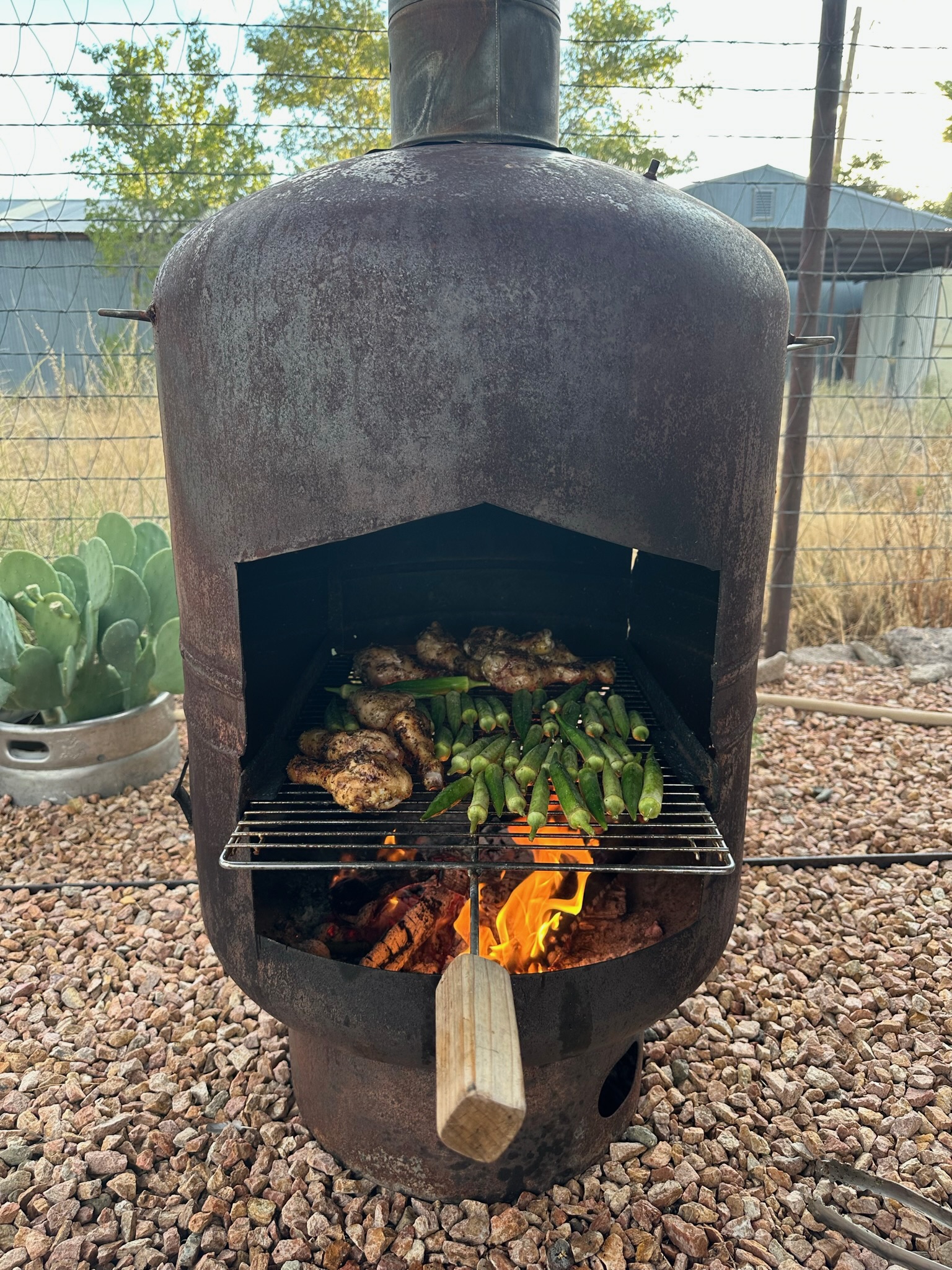 Chiminea in the yard